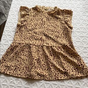 Leopard Print Ruffle Sleeve Blouse